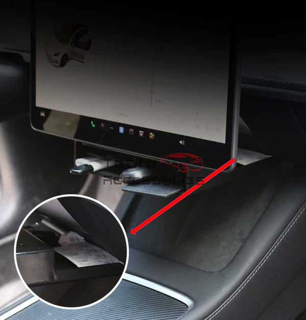 TESLA MODEL Y STORAGE BOX UNDER NAVIGATION SCREEN